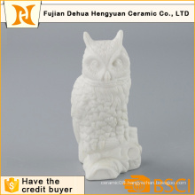 Home Decoration White Ceramic Owl Craft